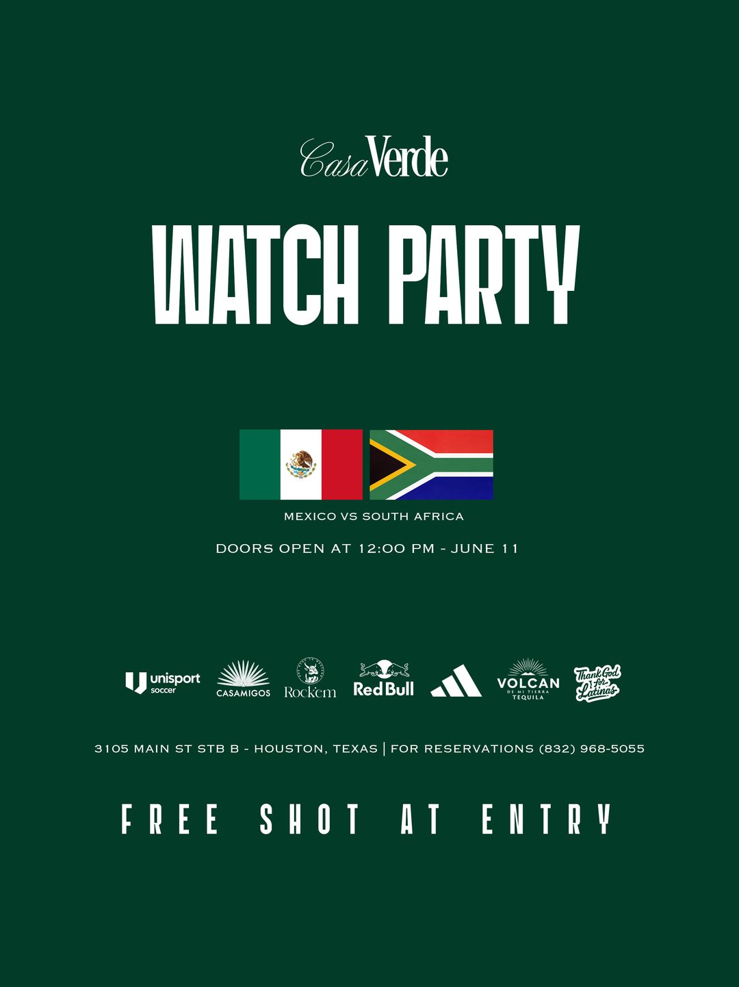 Mexico vs South Africa Watch Party · Thursday June 11 at Casa Verde
